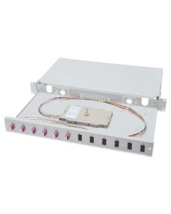 Digitus Fiber Optic Sliding Splice Box, 1U, Equipped 6x LC duplex, incl. M 25 Screw, Splice Cassette OM4 Color Pigtails, Adapter