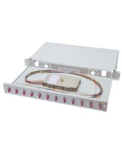 Digitus Fiber Optic Sliding Splice Box, 1U, Equipped 12x LC duplex, incl. M 25 Screw, Splice Cassette Color Pigtails OM4, Adapter