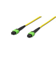 Digitus Fiber Optic Patchcord, MPO to MPO, Female OS2, Singlemode 09/125 µ, 10m, Method A Jacket: yellow, Housing: green