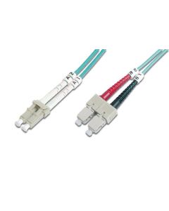 Digitus Fiber Optic Patch Cord, LC to SC Multimode 50/125 µ, Duplex Length 2m, Class OM3