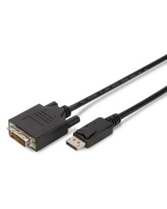Digitus DisplayPort adapter cable, DP - DVI (24+1) M/M, 3.0m, w/interlock, DP 1.1a compatible, CE, bl