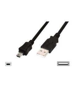 Digitus Připojovací kabel USB 2.0, typ A - mini B (5pin) M/M, 3,0 m, kompatibilní s USB 2.0, bl