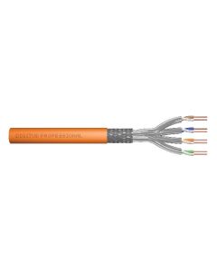 Digitus Instalační kabel CAT 7 S-FTP, 1200 MHz Dca (EN 50575), AWG 23/1, 1000 m buben, simplex, barva oranžová
