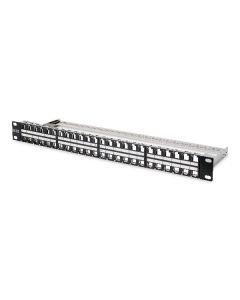 Digitus Modular Patch Panel, stíněný 48 portů, štítkové pole, 1U, montáž do stojanu, barva černá RAL 9005