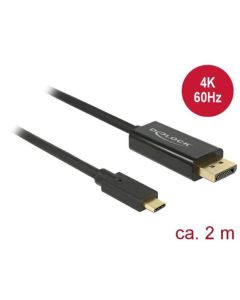 Delock Kabel USB Type-C™ samec > Displayport samec (DP Alt Mód) 4K 60 Hz 2 m černý