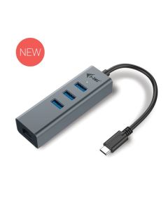 i-Tec USB-C 3.1 HUB 3port Metal + Gigabit Ethernet adaptér, 1x USB na RJ-45 