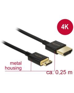 Delock Kabel High Speed HDMI s Ethernetem - HDMI-A samec > HDMI Mini-C samec 3D 4K 0,25 m Slim High Quality