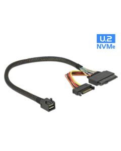 Delock Kabel SFF-8643 samec > U.2 SFF-8639 + napájecí konektor SATA 30 cm