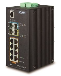 Planet IGS-5225-8P2S2X průmyslový L3 switch, 8x1Gb, 2x2.5Gb SFP, 2x10Gb SFP+, 8x PoE 802.3at 240W,dual 48-56VDC,-40~75°C