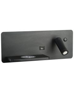 IMMAX LED Be PREPARE 4v1, bodové svítidlo s Qi nabíjením, USB, černá, varianta levá