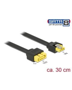 Delock Prodlužovací kabel SATA 6 Gb/s samice > SATA samec s pin 8 napájení latchtype 30 cm