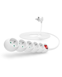 CONNECT IT prodlužovací kabel 230 V, 5 zásuvek, 5 m, s vypínačem (bílý)