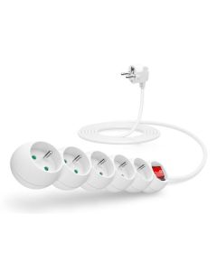 CONNECT IT prodlužovací kabel 230 V, 5 zásuvek, 3 m, s vypínačem (bílý)