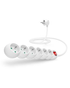 CONNECT IT prodlužovací kabel 230 V, 6 zásuvek, 2 m, s vypínačem (bílý)