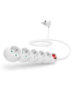 CONNECT IT prodlužovací kabel 230 V, 5 zásuvek, 2 m, s vypínačem (bílý)
