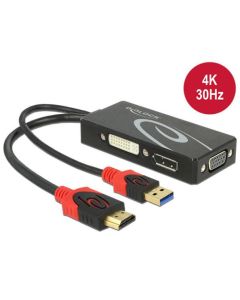 Delock Adaptér HDMI samec > DVI / VGA / Displayport samice 4K černý