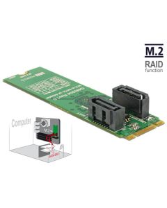 Delock Převodník M.2 Key B+M samec > 2 x SATA 7 pin samec s RAID