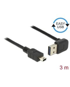 Delock Kabel EASY-USB 2.0 Typ-A samec pravoúhlý nahoru / dolů > USB 2.0 Typ Mini-B samec 3 m