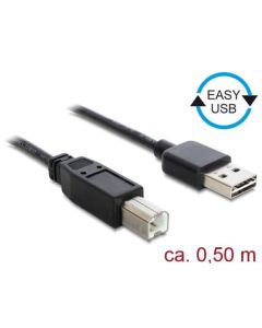 Delock Kabel EASY-USB 2.0 Typ-A samec > USB 2.0 Typ-B samec  0,5 m černý