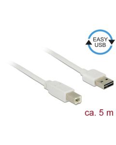 Delock Kabel EASY-USB 2.0 Typ-A samec > USB 2.0 Typ-B samec 5 m bílý
