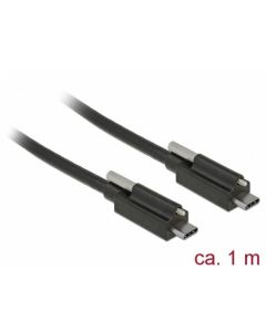 Delock Kabel SuperSpeed USB 10 Gbps (USB 3.1 Gen 2) USB Type-C™ samec > USB Type-C™ samec se šroubem nahoře 1 m černý