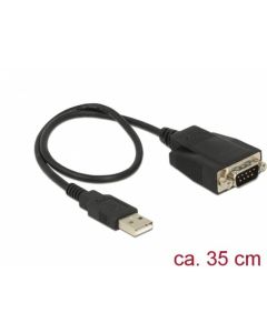 Delock Adaptér USB 2.0 Typ-A samec > 1 x Serial RS-232 DB9 samec se šrouby a maticemi ESD ochrana