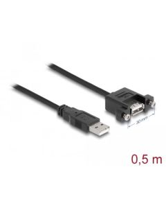 Delock Kabel USB 2.0 Typ-A samec > USB 2.0 Typ-A samice montážní panel 0,5 m