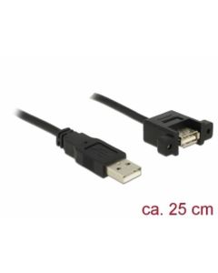 Delock Kabel USB 2.0 Typ-A samec > USB 2.0 Typ-A samice montážní panel 0,25 m