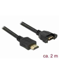 Delock Kabel HDMI-A samec > HDMI-A samice montážní panel 4K 30 Hz 2 m