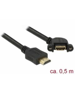 Delock Kabel HDMI-A samec > HDMI-A samice montážní panel 110° pravoúhlý 4K 30 Hz 0,5 m