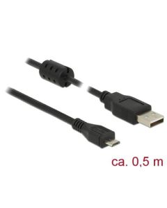 Delock Kabel USB 2.0 Typ-A samec > USB 2.0 Micro-B samec 0,5 m černý