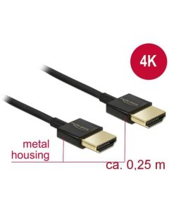 Delock Kabel High Speed HDMI s Ethernetem - HDMI-A samec > HDMI-A samec 3D 4K 0,25 m Slim High Quality