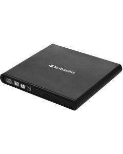 VERBATIM Externí CD/DVD Slimline vypalovačka USB 2.0 černá,Nero, adaptér USB-A na USB-C