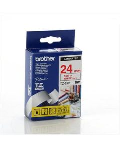 Brother - TZe-252, bílá / červená - 1 ks (24mm, laminovaná)