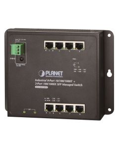 Planet WGS-4215-8T2S plochý L4 switch, 8x1Gb, 2x1Gb SFP, 12-48VDC/24VAC, -40~75°C, IP30, fanless