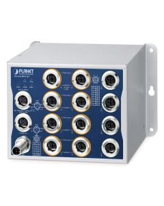 Planet Průmyslový PoE switch 8x Gb 802.3at 100W, 4x Gb, IP50, -40~+70°C, 24-110VDC, M12 konektory