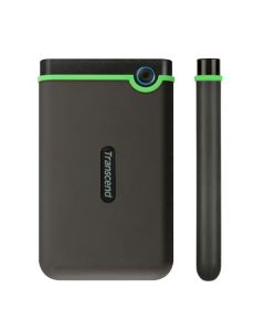 TRANSCEND 2TB StoreJet 25M3S SLIM, 2.5”, USB 3.0 (3.1 Gen 1) Externí Anti-Shock disk, tenký profil, šedo/zelený