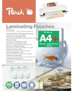 PEACH laminovací folie A4 (228x303mm), 80mic, lesklé, eurozávěs, 100ks