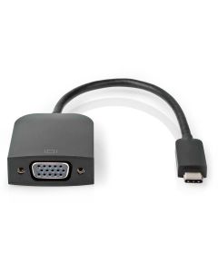 NEDIS kabelový adaptér USB 3.2 Gen 1/ USB-C zástrčka - VGA (D-SUB) zásuvka/ kulatý/ černý/ 20cm