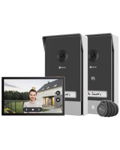 EZVIZ chytrý domácí interkom HP7 2-Entry Kit/ Wi-Fi/ 2048 x 1296/ 7" dotykový monitor/ 2x zvonek/ IP65/ černo-stířbrný
