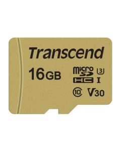 Transcend 16GB microSDHC 500S UHS-I U3 V30 (Class 10) MLC paměťová karta (s adaptérem), 95MB/s R, 50MB/s W 