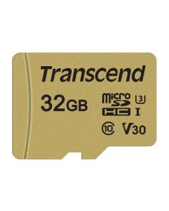 Transcend 32GB microSDHC 500S UHS-I U3 V30 (Class 10) MLC paměťová karta (s adaptérem), 95MB/s R, 55MB/s W 