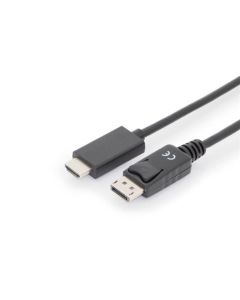 Digitus kabelový adaptér DisplayPort, DP - HDMI typu A, M / M, 1,0 m, s blokováním, DP 1.2_HDMI 2.0, 4K / 60Hz, CE, bl