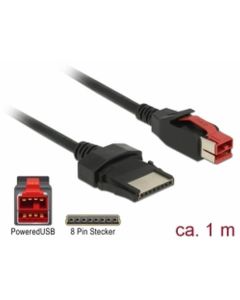 Delock PoweredUSB kabel samec 24 V > 8 pin samec 1 m pro POS tiskárny a terminály