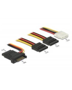 Delock Napájecí kabel SATA 15 pin samec > 3 x SATA samice + 1 x Molex 4 pin samice 20 cm (PCB)