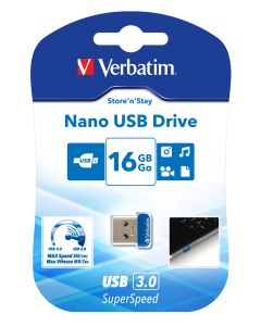 VERBATIM Store 'n' Stay NANO 16GB USB 3.0 modrá