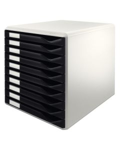 Zásuvkový box Leitz, 10 zásuvek, černý/šedý