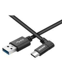 AVACOM Datový a nabíjecí kabel USB - USB Type-C, 100cm, konektor v úhlu 90°, černý