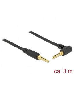 Delock Kabel Stereo Jack 3,5 mm 4 pin samec > samec pravoúhlý 3 m černý