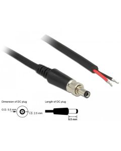 Delock Napájecí kabel DC 5,5 x 2,5 x 9,5 mm šroubovací s odhalenými konci drátů 95 cm
